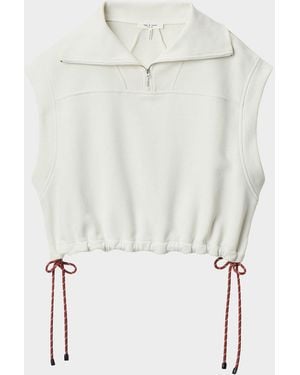 Rag & Bone Vintage Terry Half-Zip Sleeveless Sweatshirt - White