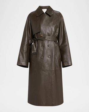 Vince Leather Trench Coat - Brown