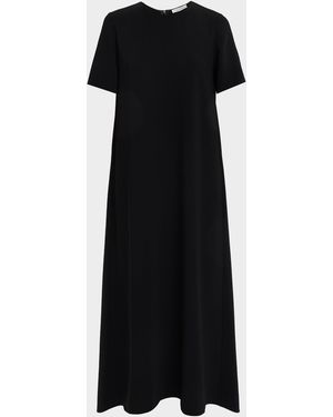 The Row Robi Short-Sleeve Cady Maxi Dress - Black