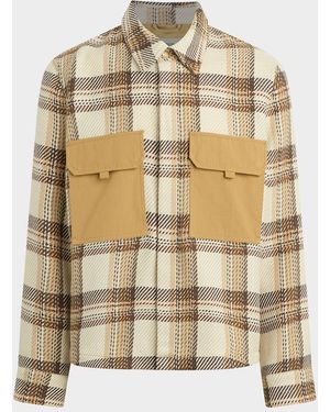 Hudson Jeans Plaid Flap-Pocket Button-Down Shirt - Natural