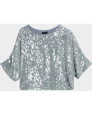 LAPOINTE Sequined Short-Sleeve Oversized T-Shirt - Blue