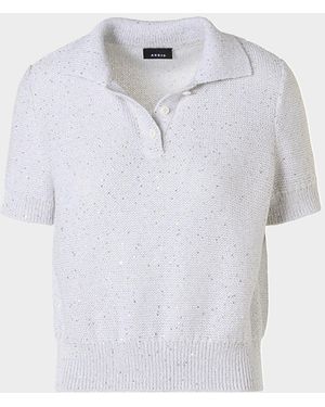 Akris Micro Sequined Short Knit Sweater - White