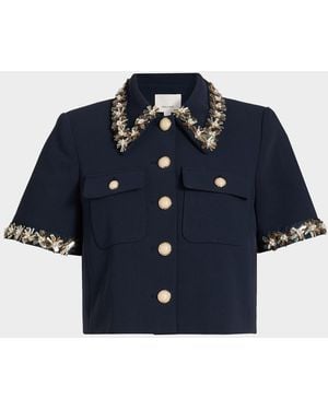 Cinq À Sept Aanya Sunflare Embellished Jacket - Blue