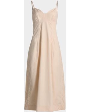 Co. Sleeveless Tton Sateen Bustier Midi Dress - Natural