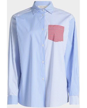 Solid & Striped The Avril Stripe Button-Front Shirt - Blue