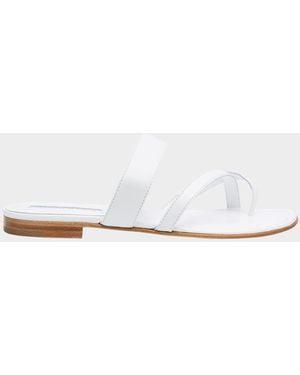 Manolo Blahnik Susa Flat Leather Sandals - White
