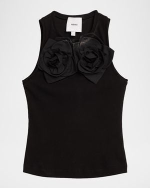 AKNVAS Camille 3D Flower Tank Top - Black