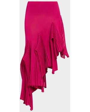 Alaïa Asymmetric Godet Ruffle Midi Skirt - Orange