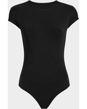 Commando Butter Cap-Sleeve Crewneck Bodysuit - Black