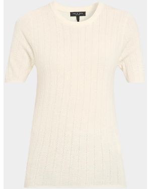 Rag & Bone Rhodes Wool Pointelle-Knit Top - Natural