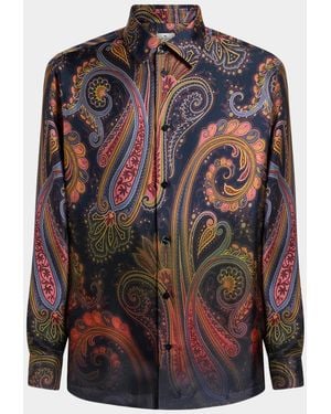Etro Apos;S Silk Maxi-Paisley Button-Front Shirt - Multicolor