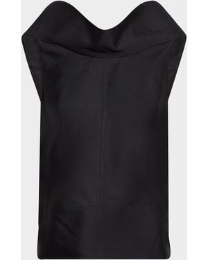 Brandon Maxwell Bowie Sleeveless Draped Top - Black