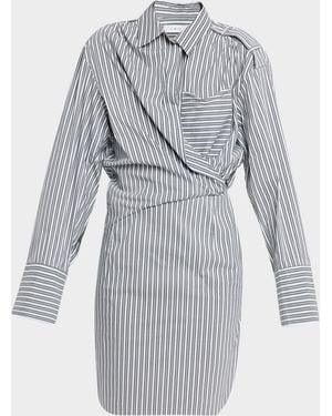 IRO Lazul Pinstripe Wrap Shirtdress - Gray