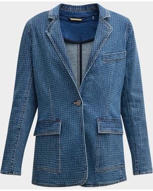 Kobi Halperin Kiera Embellished Denim Blazer Jacket - Blue