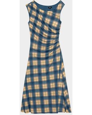 Rails Sorra Sleeveless Ruched Plaid Midi Dress - Blue