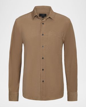 Vince Italian Cotton Corduroy Button-Down Shirt - Brown
