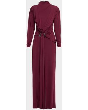 Et Ochs Remington Draped Matte Jersey Column Gown - Purple