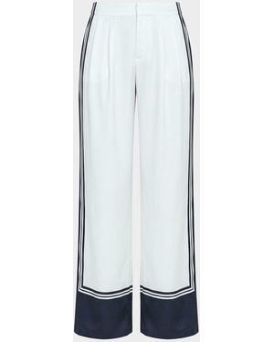 SER.O.YA Marlowe Striped Satin Pants - White