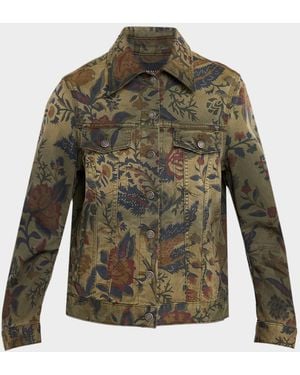 Cout de la Liberte Floral Trucker Jacket - Green