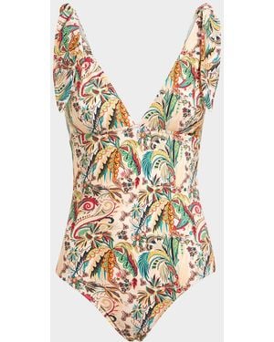 Etro Paisley One-Piece Swimsuit - White