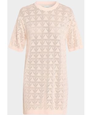 Loulou de Saison Armas Pointelle Knit Short-Sleeve T-Shirt Dress - Natural