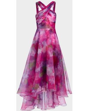 THEIA Luana Floral Organza Gown - Pink