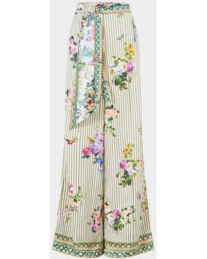 CAMILLA Scarf Belt Wide-Leg Pants - White