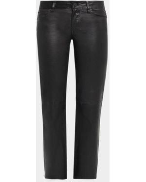 FRAME The Leather Cigarette Pants - Gray