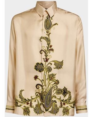 Etro Apos;S Silk Paisley Button-Front Shirt - Natural