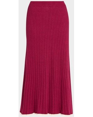 Anna Quan Felicia Rib-Knit Midi Skirt - Red