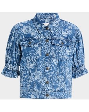 Cinq À Sept Sketchbook Sylvain Floral Denim Jacket - Blue