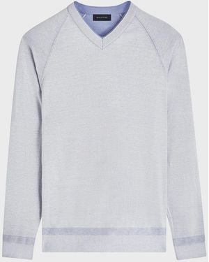 Bugatchi Apos;S Cotton-Silk V-Neck Sweater - Gray