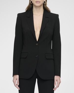 Callas Milano Andre Single-Breasted Topstitch Blazer - Black