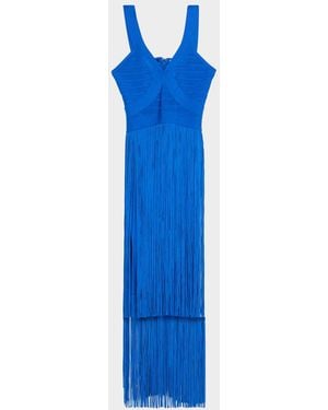 herve leger blue fringe dress THE ELISE DRESS  HERV LGER