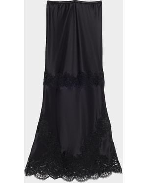Cynthia Rowley Lace-Trim Satin Maxi Skirt - Black
