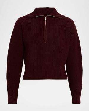 Max Mara Wool-Cashmere Quarter-Zip Sweater - Red