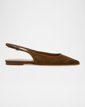 Aeyde Annora Kid Suede Slingback Flats - Brown