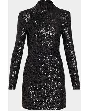 Ramy Brook Glory Sequin Mock-Neck Mini Dress - Black