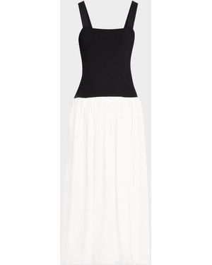 La Ligne Henriette Mixed-Media Tank Top Dress - White