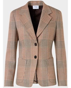 Akris Punto Glen Check Twill Two-Button Jacket - Brown