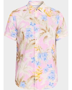Robert Graham Apos;S Fletcher Viscose And Linen Short-Sleeve Shirt - Multicolor