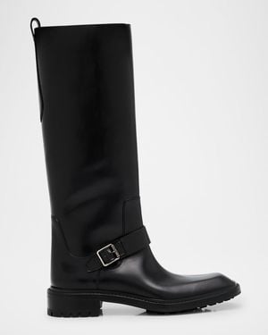 Saint Laurent Vadim Smooth Calfskin Rubber-Sole High Boots - Black