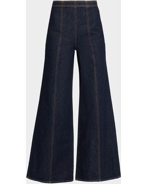 Ulla Johnson The Bianca Front-Seam Wide-Leg Jeans - Blue