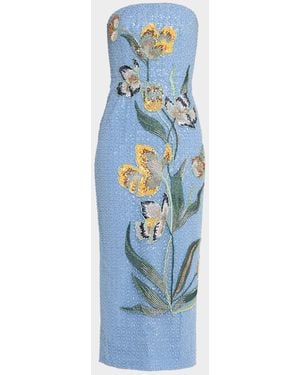 HELSI Sofia Strapless Beaded Floral Gown - Blue