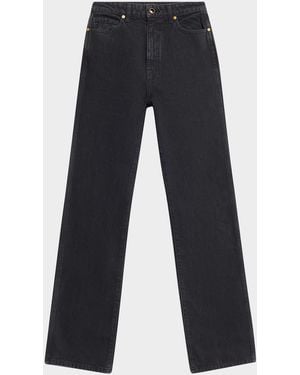KHAITE Danielle Enameled Button Jeans - Blue