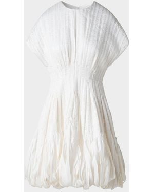 Akris Textured Silk Bubble-Hem Mini Dress - White