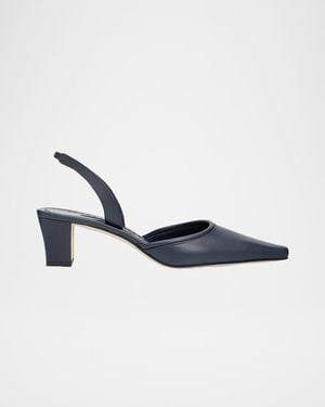 Manolo Blahnik 50Mm Vendona Leather Slingback Pumps - Blue