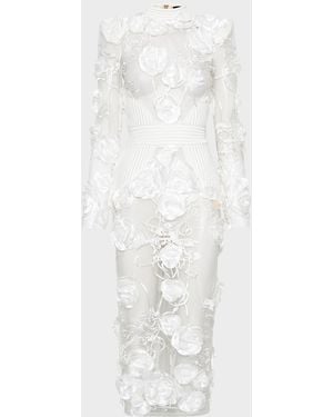 Zhivago The Vendetta Floral Mesh Midi Dress - White