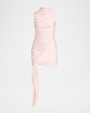 Et Ochs Caspar Ruched Mock-Neck Jersey Mini Dress - Pink