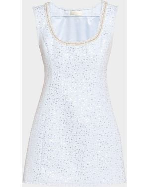 LoveShackFancy Adelaine Sequined Tweed Mini Dress - Blue
